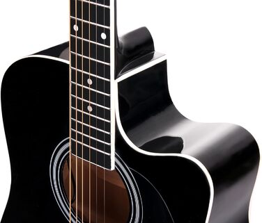 Класична акустична гітара Westerngitarre WS-10BK-CE з підсилювачем, чорна, глянцевий лак. Dreadnought, Cutaway, 3-Band EQ + Presence, тюнер LCD, XLR та Klinke