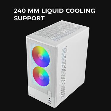 Ігровий корпус Mars Gaming MC-3TCORE MicroATX, панорамне скло, підтримка рідкого охолодження, білий (MC-ONYX)