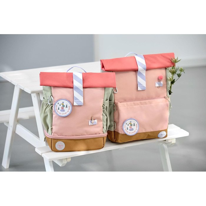 Дитячий рюкзак LÄSSIG з нагрудним ремінцем, 12 літрів, водонепроникний, Rolltop, зелено-блакитний