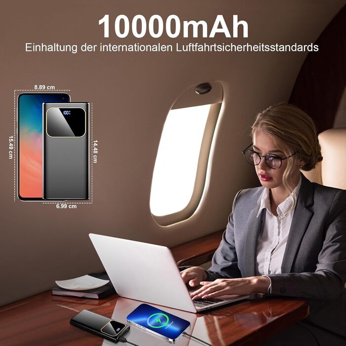 Power Bank 10000mAh з LED-дисплеєм, 22.5W PD3.0/QC4.0, USB-C, чорний
