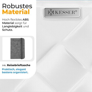 Набір валіз KESSER® 4 шт. | ABS валізи з кодовим замком, ваговою валізою та органайзером для подорожей | Ручна та велика валіза для бізнесу та подорожей, 360° обертання (Білий сніг)