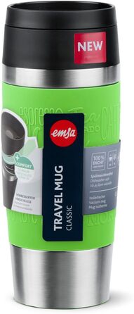 Термокружка Emsa N20202 Travel Mug Classic, 0.36 л, нержавіюча сталь, 4 години гаряче, 8 годин холодне, герметична, для подорожей