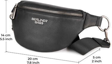 Berliner Bags преміум поясна сумка Mona з натуральної шкіри, через плече, кросбоді, чорна, M
