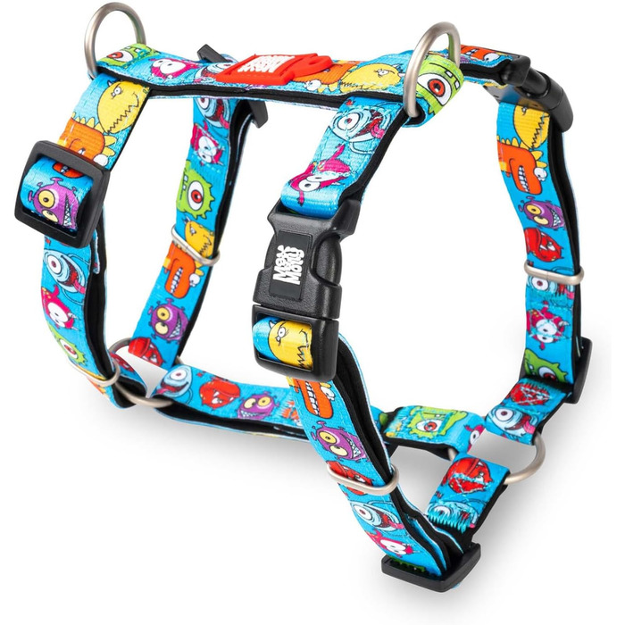 Нашийник для собак Max & Molly H-подібної форми, Ultrabequemes Geschirr Hund, Neopren, середній, Little Monsters/M, з підкладкою, безпечний, ультралегкий, комфортний для вашого вірного друга