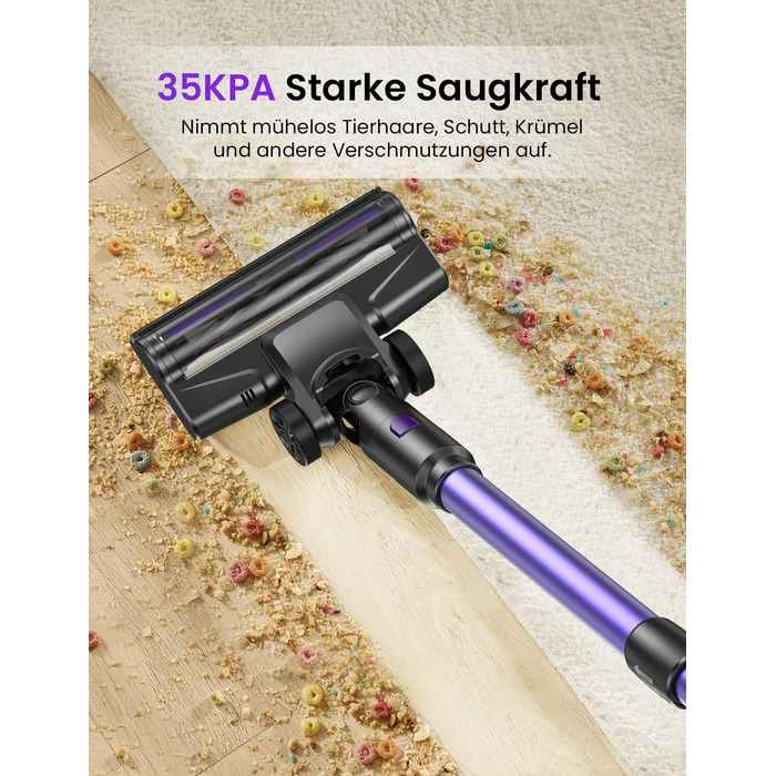 Бездротовий акумуляторний пилосос Vexilar V8PRO 6-в-1: для твердих поверхонь, килимів та шерсті тварин. 35KPa, 45 хв роботи.