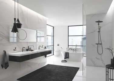 GROHE Essentials Toilet Paper Holder - No Drill Mounting, Adhesive, Brushed Hard Graphite Finish