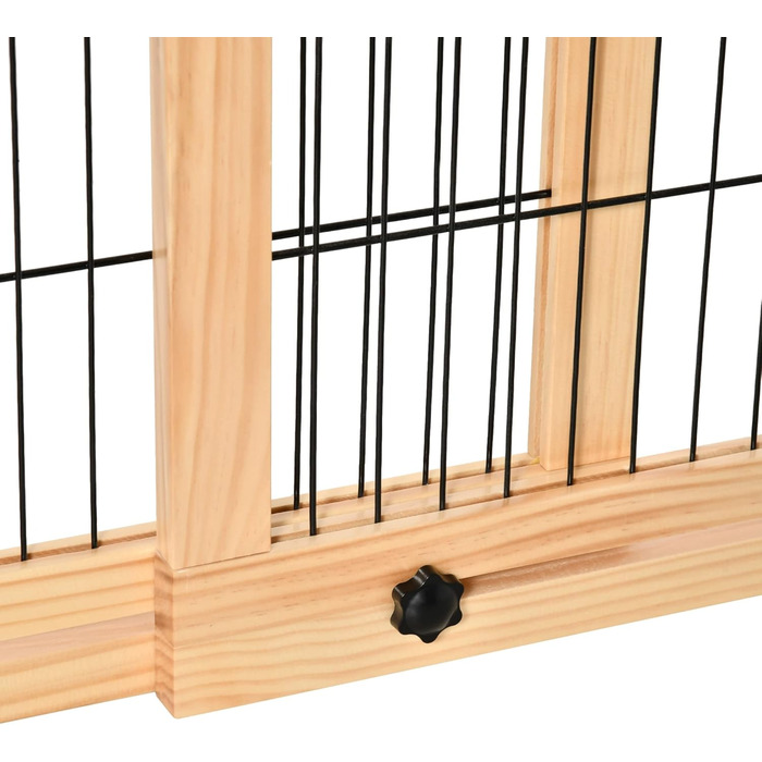 PawHut Wooden Pet Gate - Extendable Dog Barrier with Footrest, Freestanding Safety Gate for Stairs, Fireplace, Oven - 104-183 x 36 x 69 cm