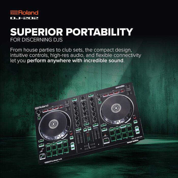 DJ контролер Roland DJ-202: 2-канальний контролер для Serato Intro з 4 деками