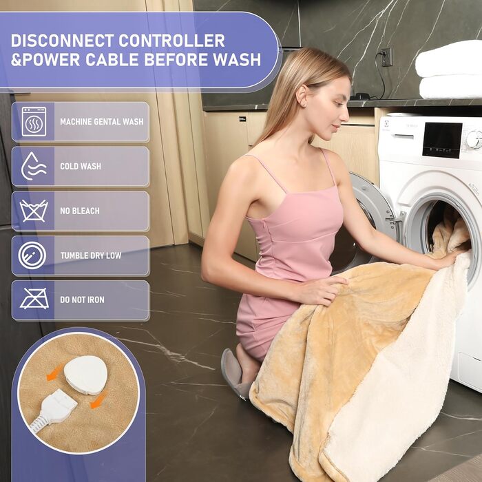 Електрична ковдра Qieryun з автовимкненням, 130x180 см, 10 режимів нагріву, таймер, захист від перегріву, флісова, для дому та офісу (Хакі, 150 x 180 см)