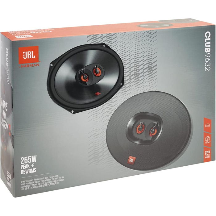 JBL Club 9632 – трьохсмугові автомобільні динаміки Harman Kardon, 255 Вт, овальні 6x9”, чорні, комплект акустики для авто