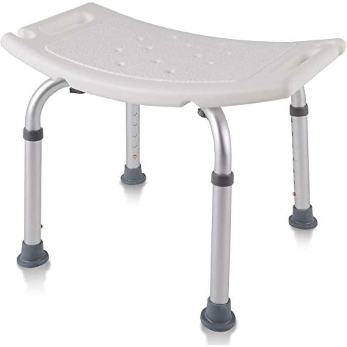 AUFUN Shower Stool Adjustable Height 35-51cm Shower Stool U-Type Non-Slip Bath Seat Shower Aid Shower Seat made of Aluminum and Plastic for Elderly, Pregnant Women (Shower Stool)