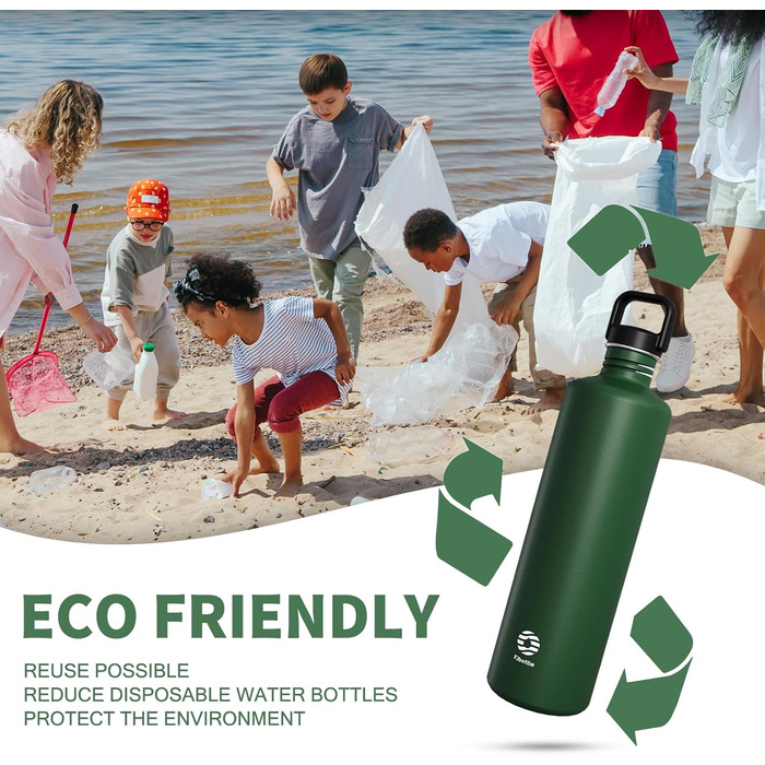 2L Stainless Steel Water Bottle | 2 Liter Single-Walled Water Canteen | Eco-Friendly Reusable Bottle | Plastic-Free and Leak-Proof Metal Water Bottle | 2l Eco Drinking Bottle, Green
