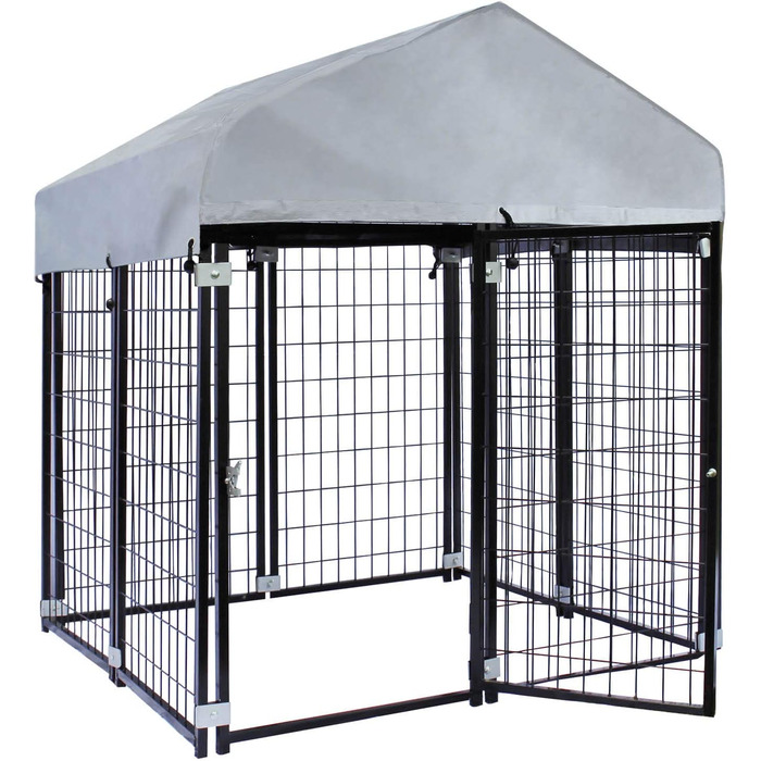 Будка для собак Wiltec з дахом 121x121x137 см, міцна сталева конструкція, вулиця