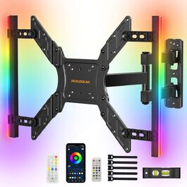Кронштейн для ТБ Perlegear PGTVM79B поворотний та нахильний з LED-підсвіткою та синхронізацією з музикою, для телевізорів 25-65 дюймів (до 45 кг), VESA 400x400мм