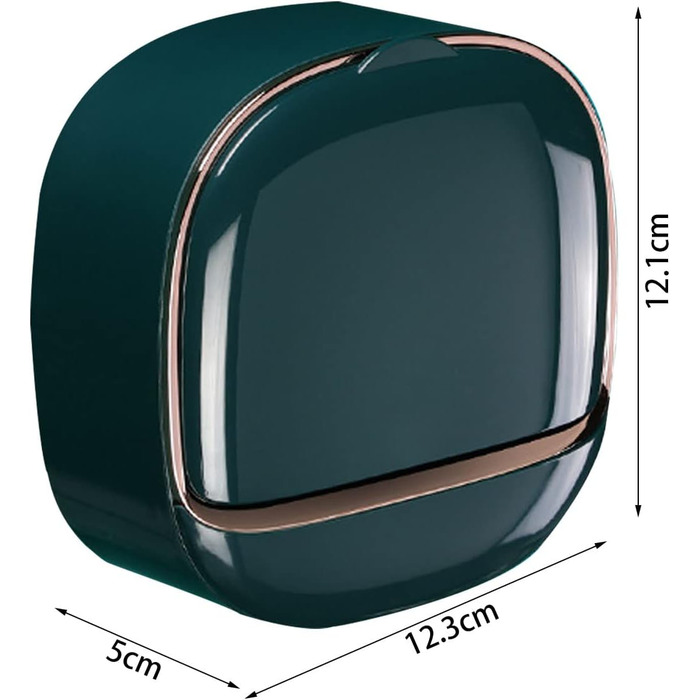 Настінна мильниця Flip-Deckel без свердління з піддоном для мила, вологостійка, для ванної та кухні (Темно-зелений)