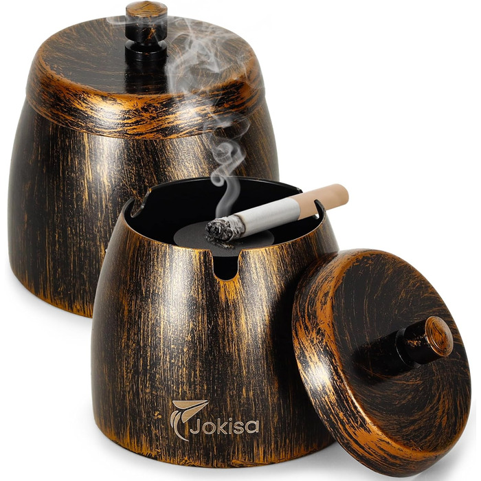 Набір попільничок для вулиці 2 шт. Edestah Retro з кришкою для дому та вулиці, попільничка-вітрозахист з неслизьким дном для саду, бару та балкону