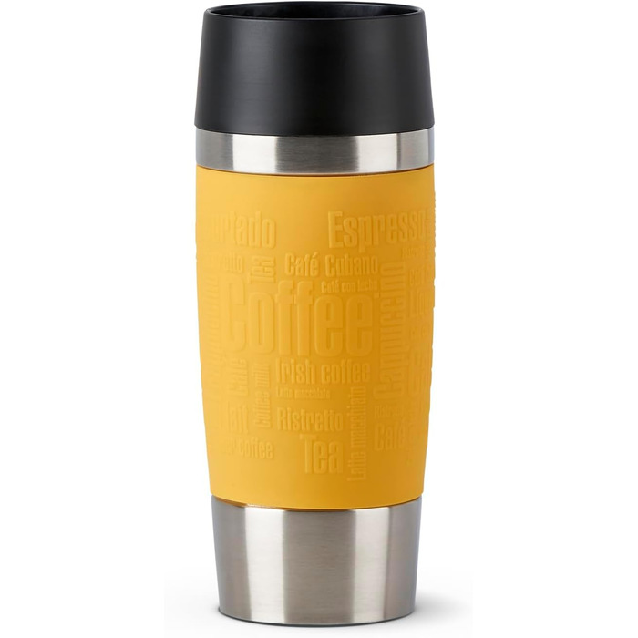 Термокружка Emsa Travel Mug Classic, 360 мл, жовта, з рукавом, 4 години гаряче, 8 годин холодне, 100% герметична
