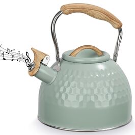 BEZORR Чайник-свисток з нержавіючої сталі, 3 літри, Ретро дизайн, для плити, індукції, газової, керамічної