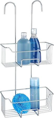 WENKO Thermostat Shower Caddy Model Milo, 2 Tiers, Shower Shelf for Hanging on the Faucet, Stainless Steel (Rust-Proof) Shelf, 25 x 55 x 14 cm, Glossy