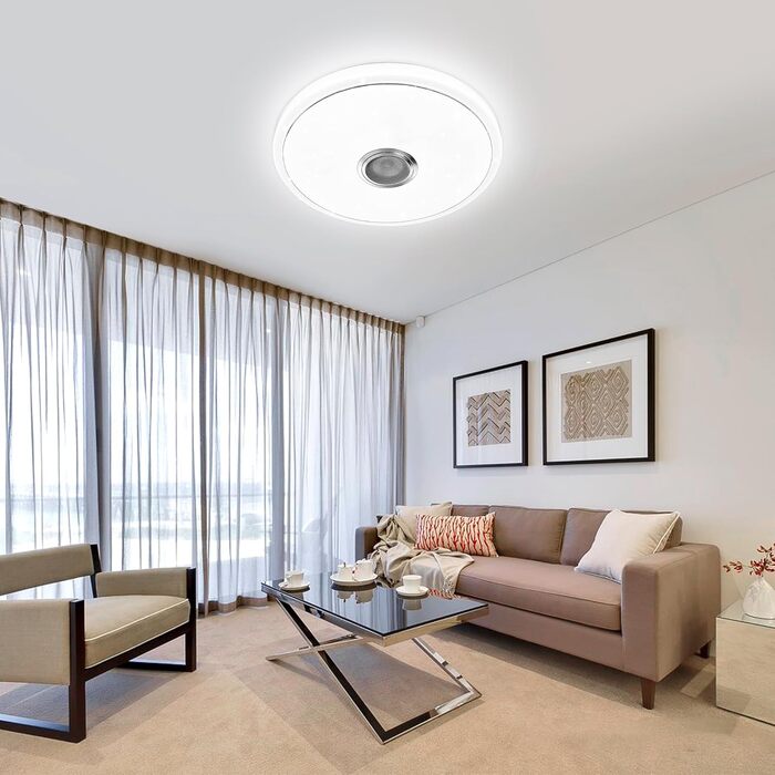 Світлодіодна стельова лампа 48W з Bluetooth-динаміком, діммована, зоряне небо, RGB, керування пультом або через додаток, музика, для спальні та дитячої кімнати