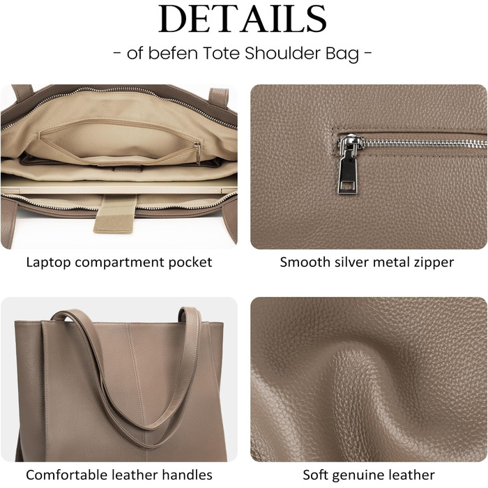 Сумка жіноча шкіряна befen Shopper, велика, для ноутбука 14