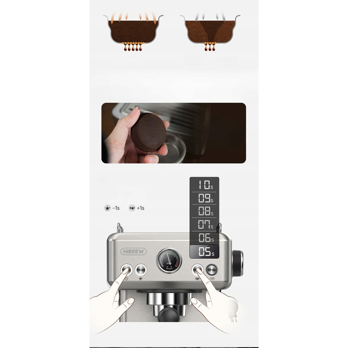 Ріжкова кавомашина HiBREW H10A SL, срібляста