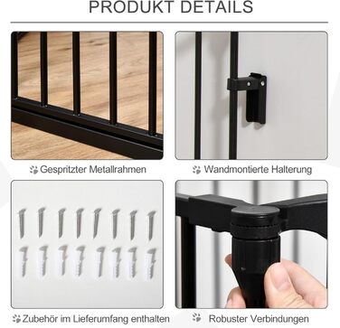 PawHut вольєр для цуценят 2-в-1, розкладний, 300x74.5 см, метал, чорний