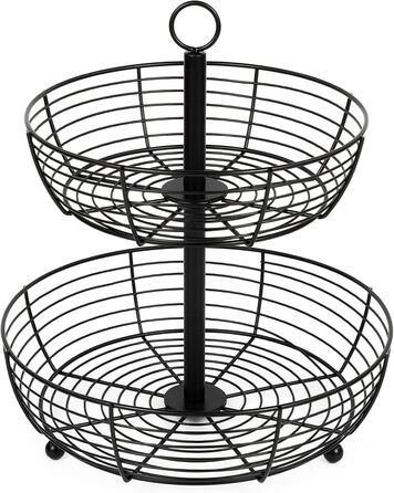 Стійка для фруктів Auroni Infinite 2 яруси, чорний матовий, діаметр 29 см, висота 33 см