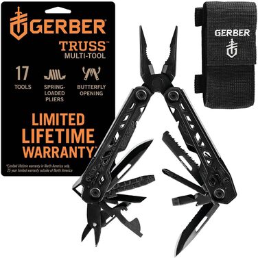 Gerber Multi-Tool with Nylon Sheath and 17 Functions, Truss Multi-Tool, Black, 30-001780