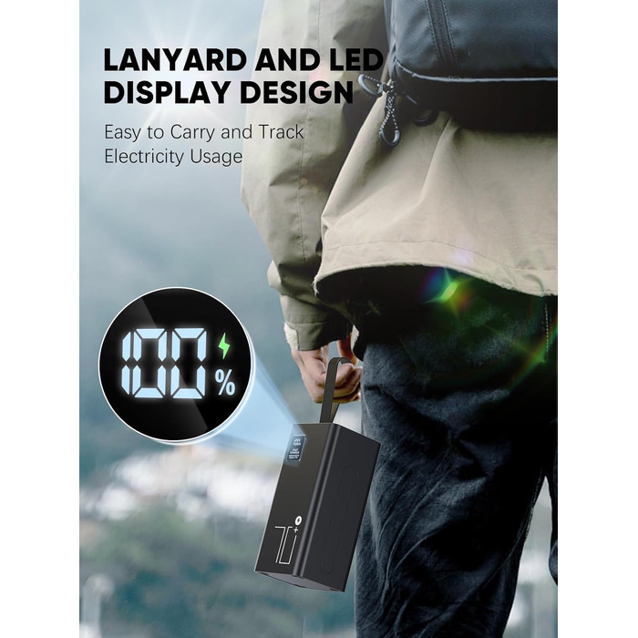 Power Bank 70000mAh 30W PD USB-C: Зовнішній акумулятор для iPhone, Samsung, планшетів - Чорний