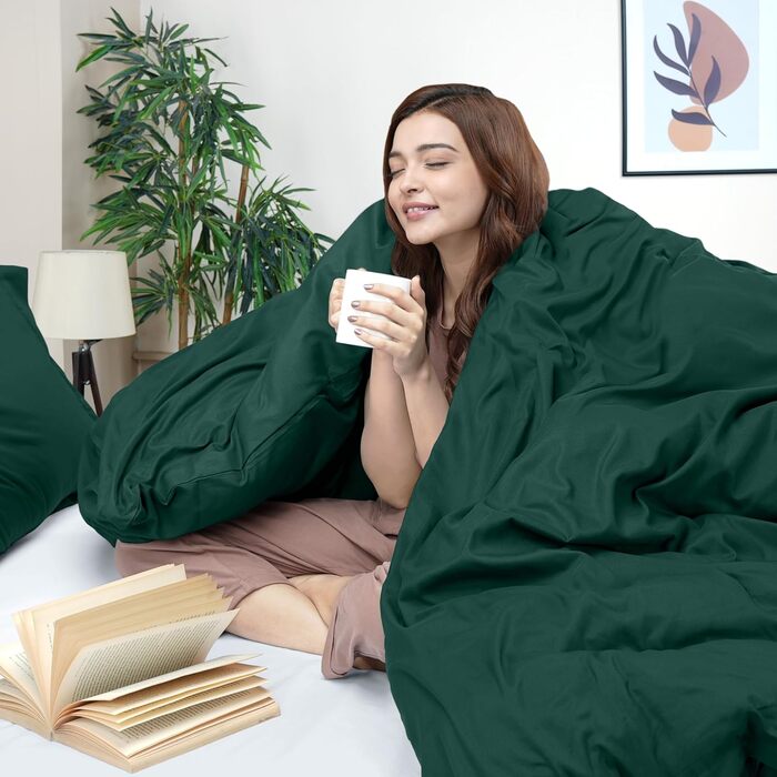 Комплект постільної білизни Utopia Bedding, повний розмір: 1 простирадло, 2 наволочки, 3-частинний комплект, зелений смарагдовий, мікрофібра