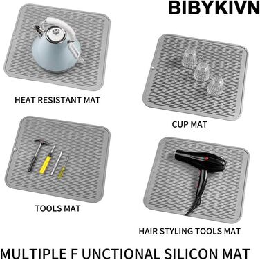 Силиконова килимок для сушіння посуду - килимок для посуду, BPA-free, стійкий до високих температур, антиковзний, сірий, 60 x 40 см