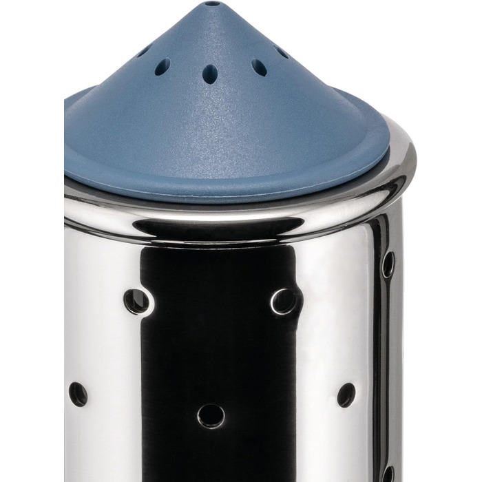 Alessi salt shaker made of stainless steel with lid and closure made of PA, black, 3 x 7 x 10 cm