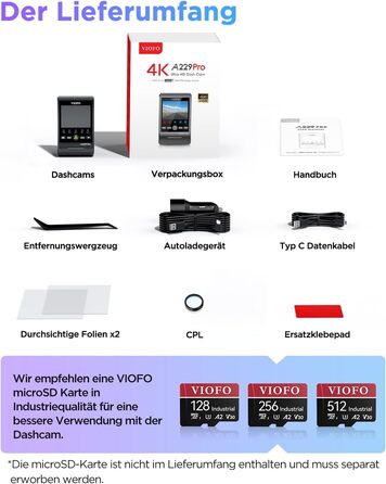 Відеореєстратор VIOFO A229 Pro 4K STARVIS 2, HDR з GPS, Wi-Fi 5GHz, CPL-фільтром та нічним баченням 2.0
