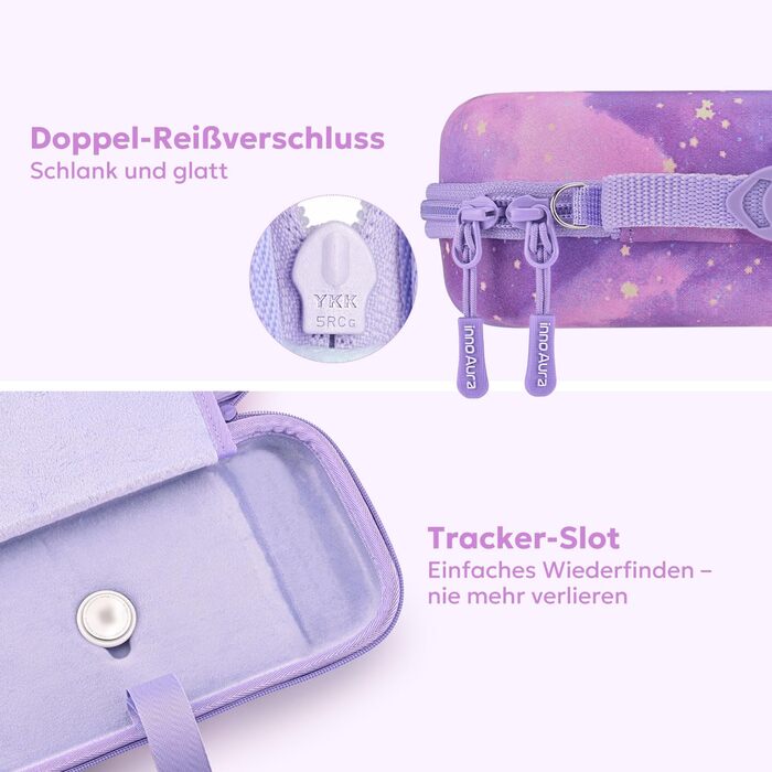 Чохол для Nintendo Switch 2 innoAura Switch 2 Tasche, фіолетовий (Galaxy Lila Violett), водовідштовхувальний, з амортизацією, відділенням для AirTag та великою сітчастою кишенею