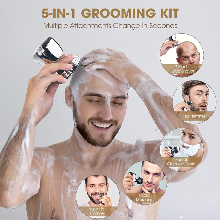 Електричний голчастий триммер Telfun для чоловіків з лисіючою головою, All-in-1 з бездротовою зарядкою, вологостійкий