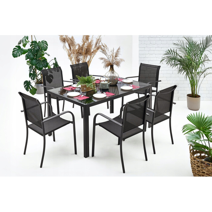 Обідній стіл та стільці MAT-COMPANY metal Table-150/6, чорний