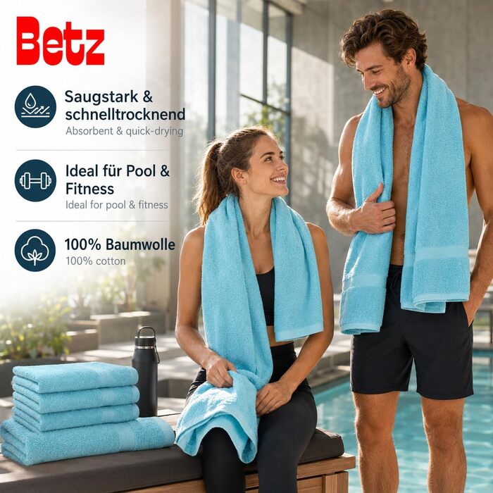 Набір махрових рушників Betz Premium 6 шт. (4 шт. 50x100 см, 2 шт. 70x140 см), 100% бавовна, колір Ocean — для ванної та гостей