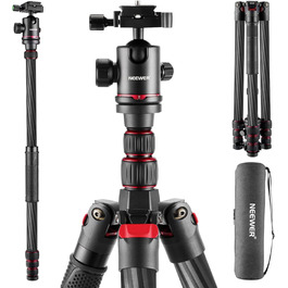 Штатив NEEWER 77' для камери, монопод, сумісний з DSLR та смартфоном, 360° кульковий голівкою, 2-осьова центральна колонка, QR-плита Arca, сумка, максимальне навантаження 15,4 кг, TP77 (карбоновий штатив з 2 осями)