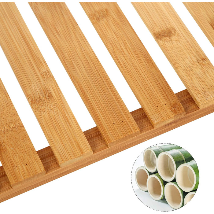 Бамбукова полиця SONGMICS 3 яруси для ванної, кухні, взуття, 60x26x66 см, натуральний/білий, універсальний стелаж