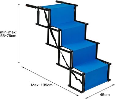 Зручна рампа для собак у машину, велика та маленька, складана, чорна/синя (139x45x76 см)