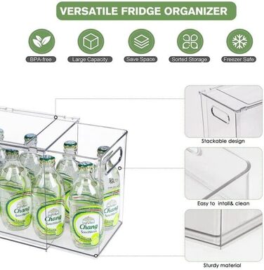 Refrigerator Organizer Drawer Set with Handle, 3-Piece Stackable Kitchen Storage Boxes with Pull-Out Drawer & Lid for Vegetables, Berries, Meat | PET Plastic Food Storage Containers (1 pack-9L)