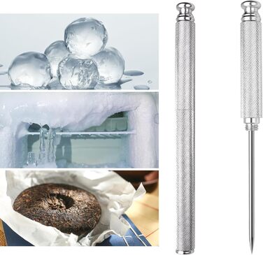 Aluminum alloy ice pick, stainless steel handle, knife with safety cover, ice tool, kitchen tool for restaurant, bar, home (silver)