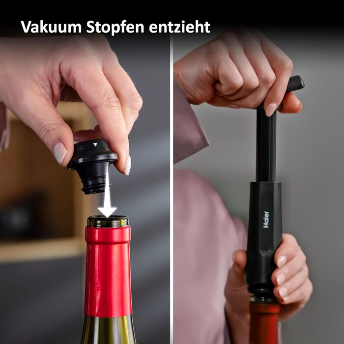 Електричний відкривач пляшок Haier з нержавіючої сталі, набір аксесуарів для вина: декантер, вакуумний корок, різак для фольги, USB-зарядний пристрій