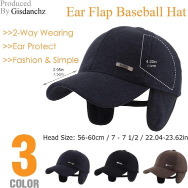 Зимова шапка-кепка Gisdanchz 22-23 з відворотом для вух та металевою застібкою (SW, Marine)