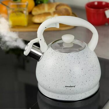 Чайник з нержавіючої сталі Klausberg з свистком, 2 літри, KB-7320 (білий)