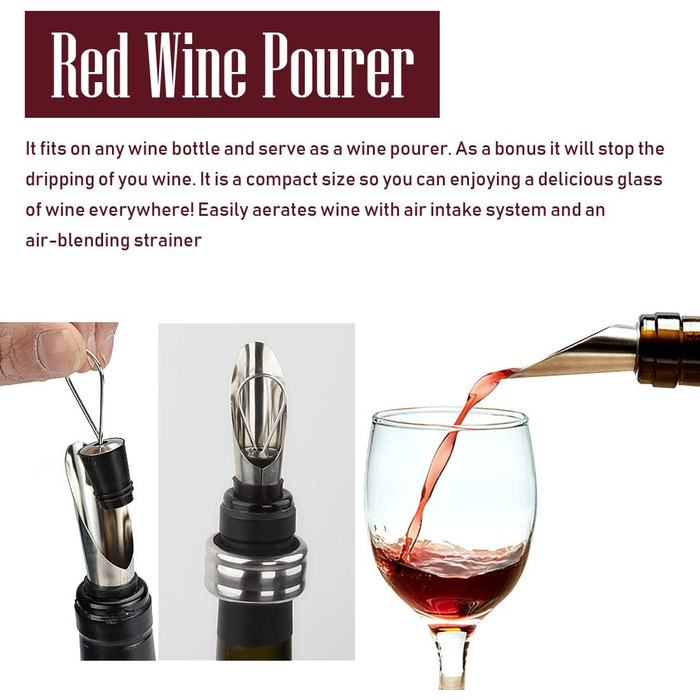 Набір для відкриття вина в дерев'яній коробці, подарунковий, люкс, професійний сомельє, з відкривачем, кришками, аксесуарами для вина (Style 02)