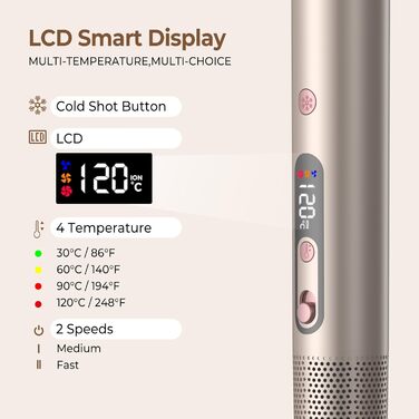 UKLISS Airstyler Pro 7 в 1: професійний фен-щітка з іонізацією, 1400W, для створення локонів, випрямлення та сушіння волосся (Золотий)