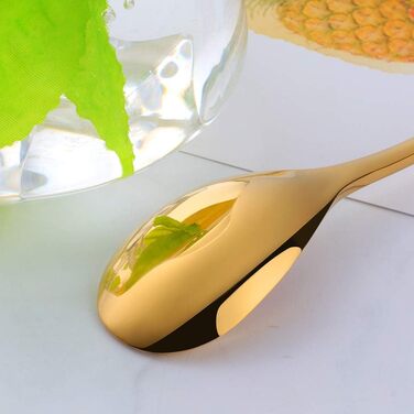 Набір довгих ложок для лате макіато та десертів BISDARUN, нержавіюча сталь 304, 20.5 см, 8 шт, золотисті