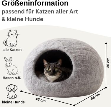 Кігтечка-будиночок для котів XL з ромні вовни - м'яке та комфортне ліжко для котів, 3 кольори, сірий